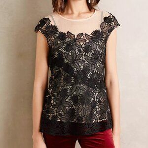 Anthroplogie Garden Guise Lace Top, black, L